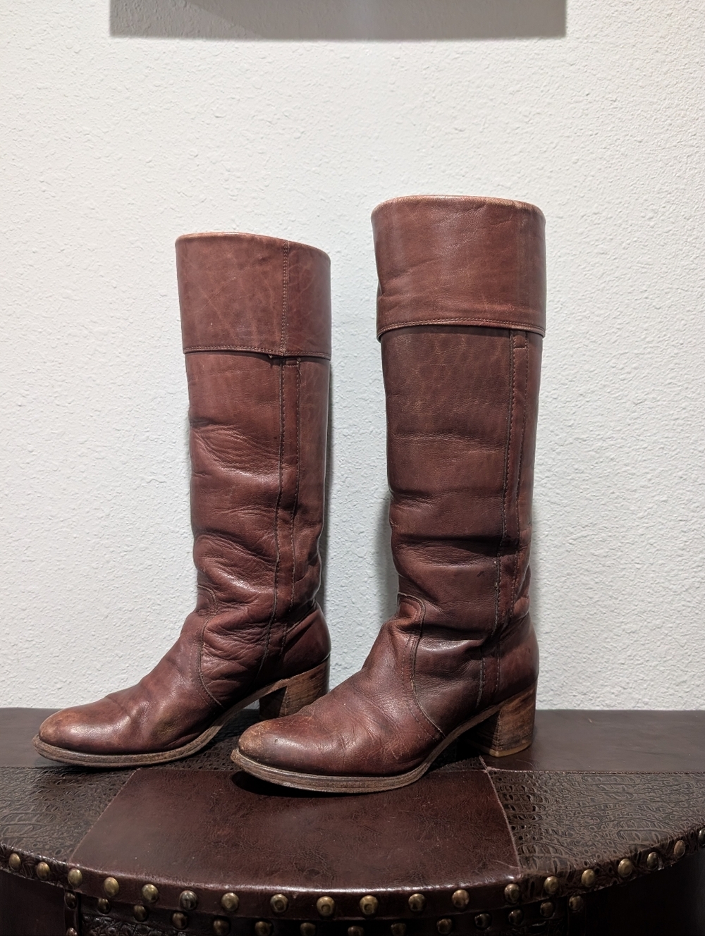 Vintage 80s FRYE Made in USA Tall Leather Campus Boots - Size 9B - Picture 9 of 13
